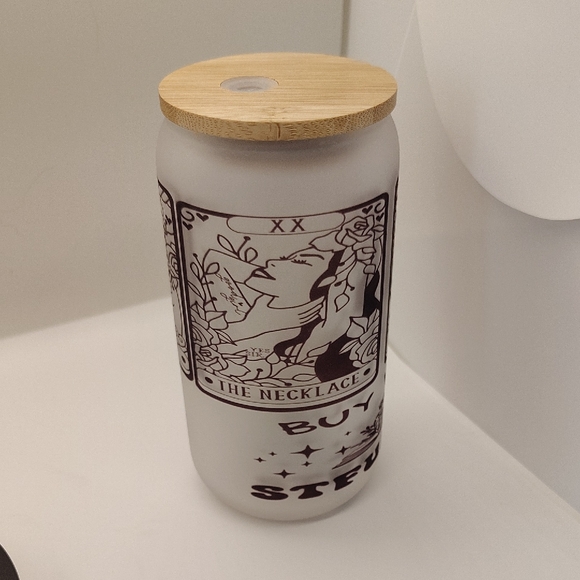 Hand Crafted Other - Smut Frosted Glass Can with Bamboo Lid